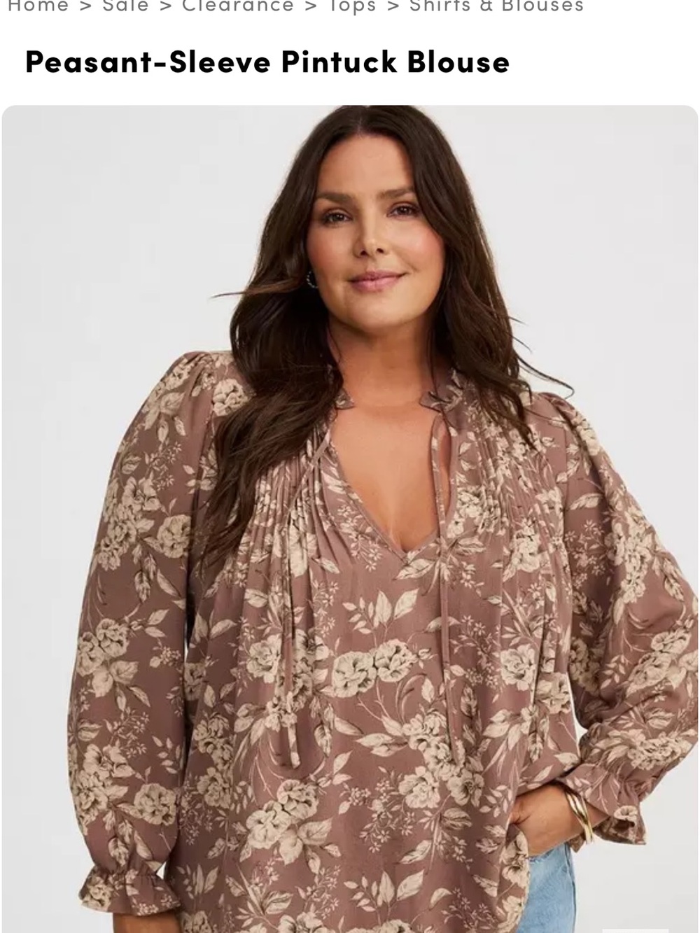 torrid Taupe Floral Peasant Blouse